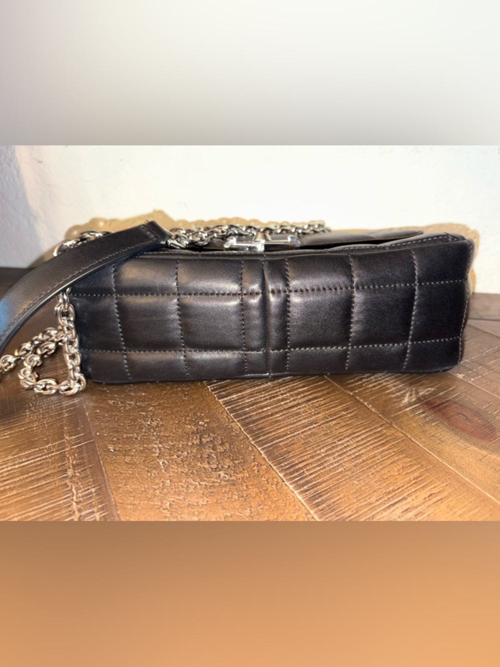 Michael Kors Black Quilted Shoulder Bag with Silver Chain - Picture 7 of 8